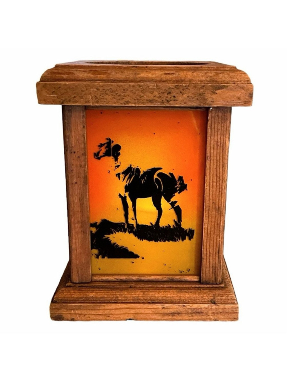 Vintage Three Bears Horse Silhouette Candle Holder Decor Wood Glass MCM 1977 HTF